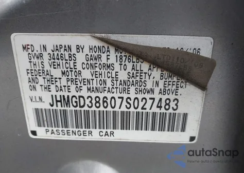 2007 Honda Fit Sport из США, поврежденный, VIN JHMGD38607S027483